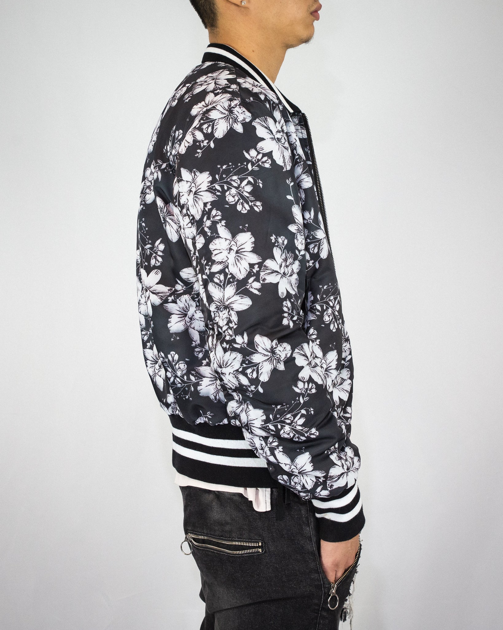 Floral Print Reversible Bomber Jacket