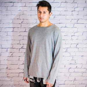 Split hem long sleeve sweater