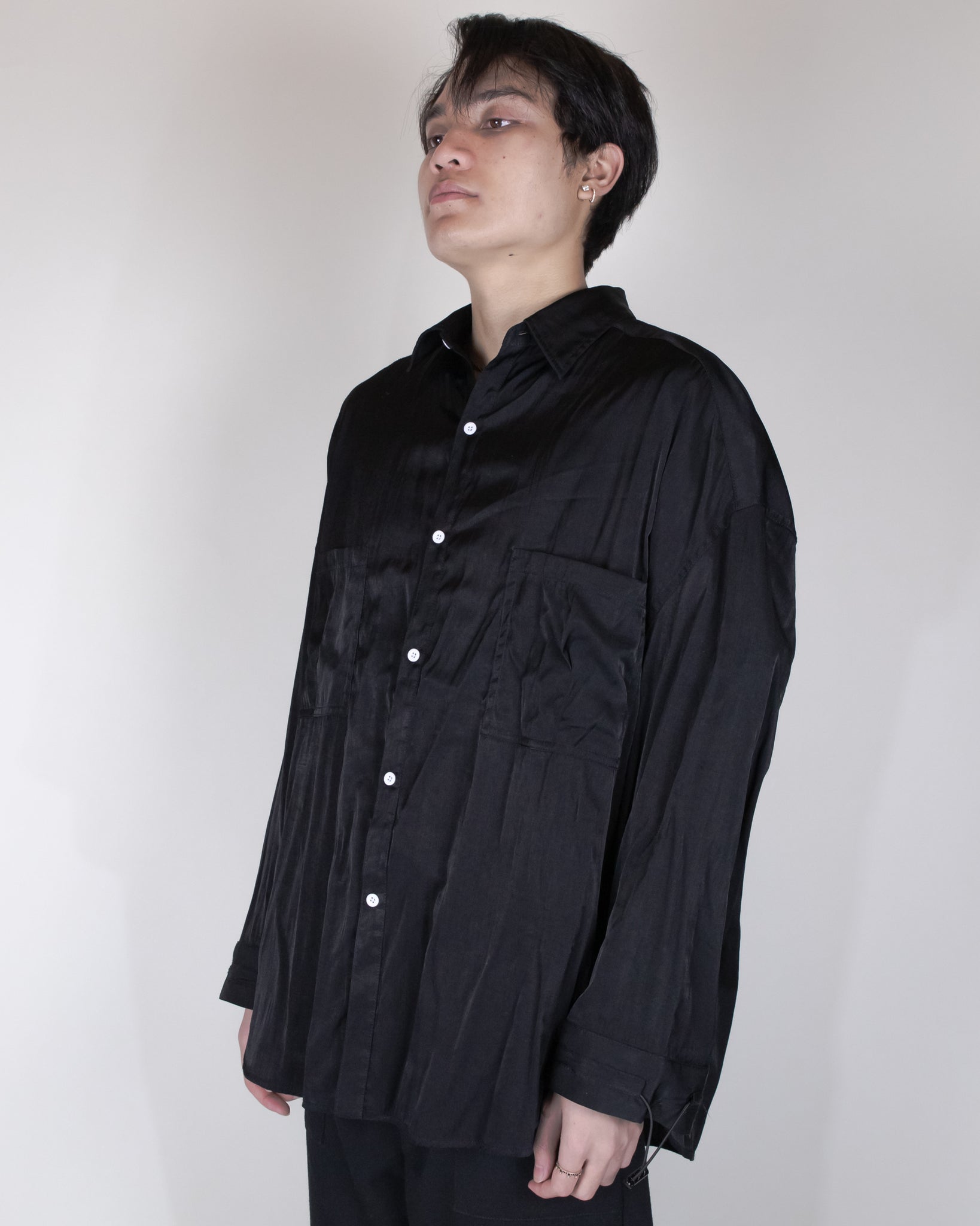 Unnecessary Silky Rayon polyester Double pleated Pocket Shirt