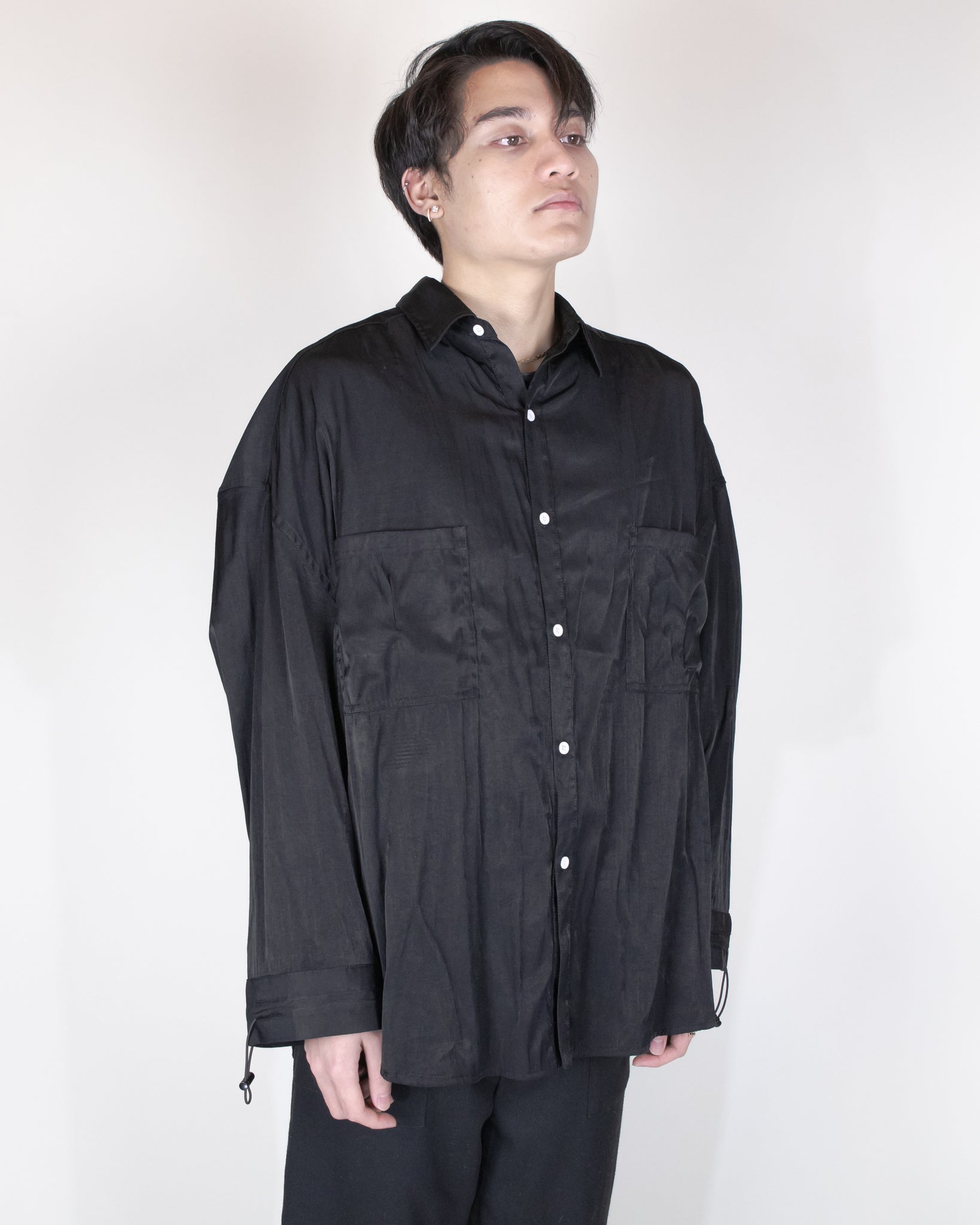 Unnecessary Silky Rayon polyester Double pleated Pocket Shirt